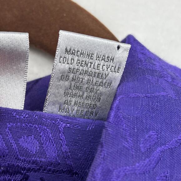 Chico's Blouse Top Womens Size M Purple Print Linen Silk Button Up Chest Pockets - Picture 9 of 9